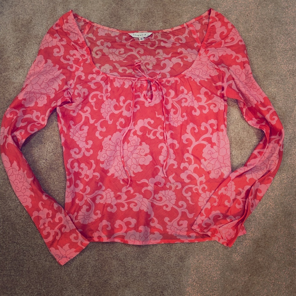 Stunning summer top in red and pink by Liquid sz 4